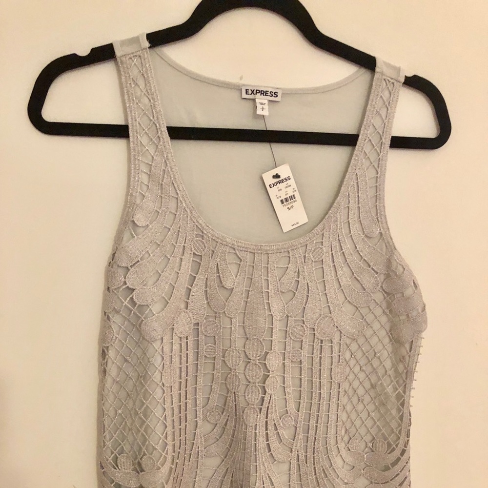 Express Silver Lace Detailed Tank